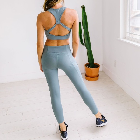 Sports Bra with open back in dusty blue - Picture 7 of 7